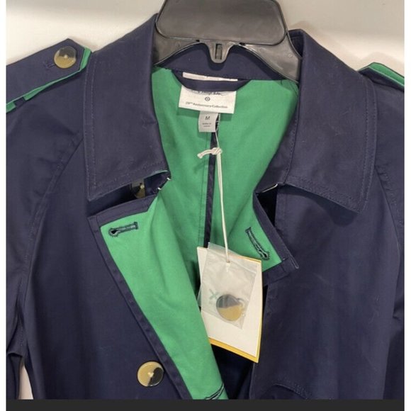 NWT Phillip Lim Navy Blue and Green Trench Coat SIZE Medium Womens - Picture 4 of 7